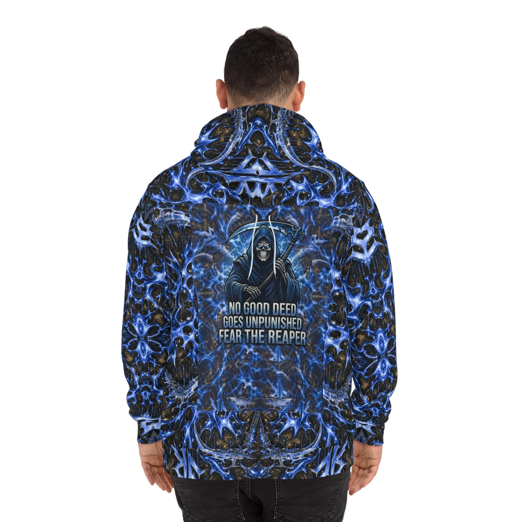 Reaper Graphic Hoodie — "Fear the Reaper, No Good Deed Goes Unpunished" All-Over Print
