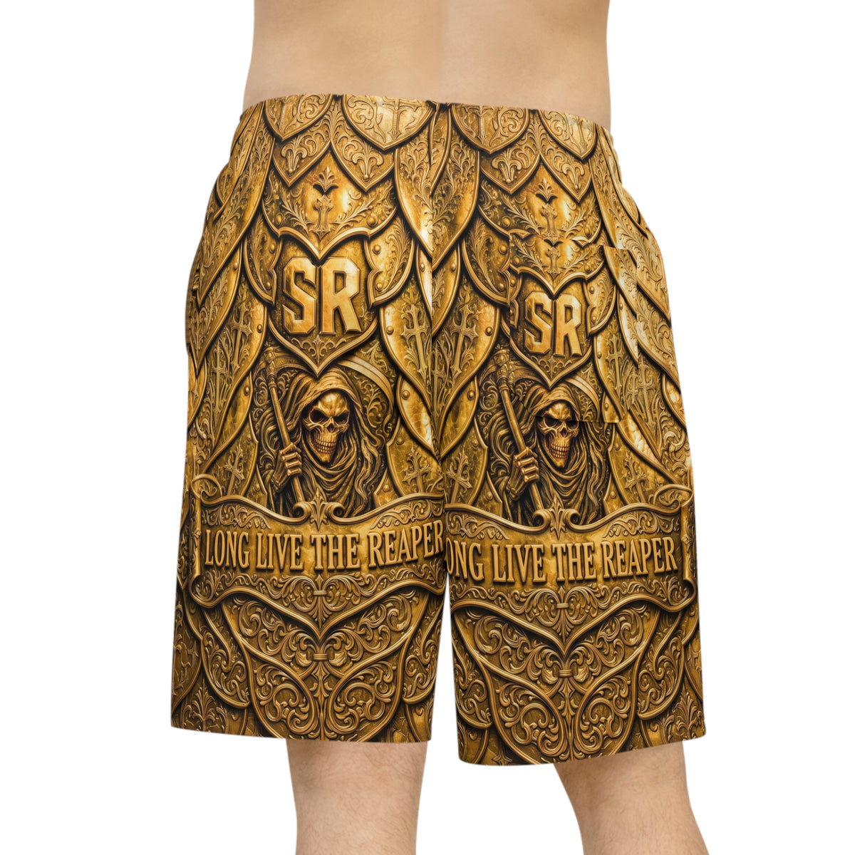Gold Armor Long Live The Reaper Athletic Long Shorts