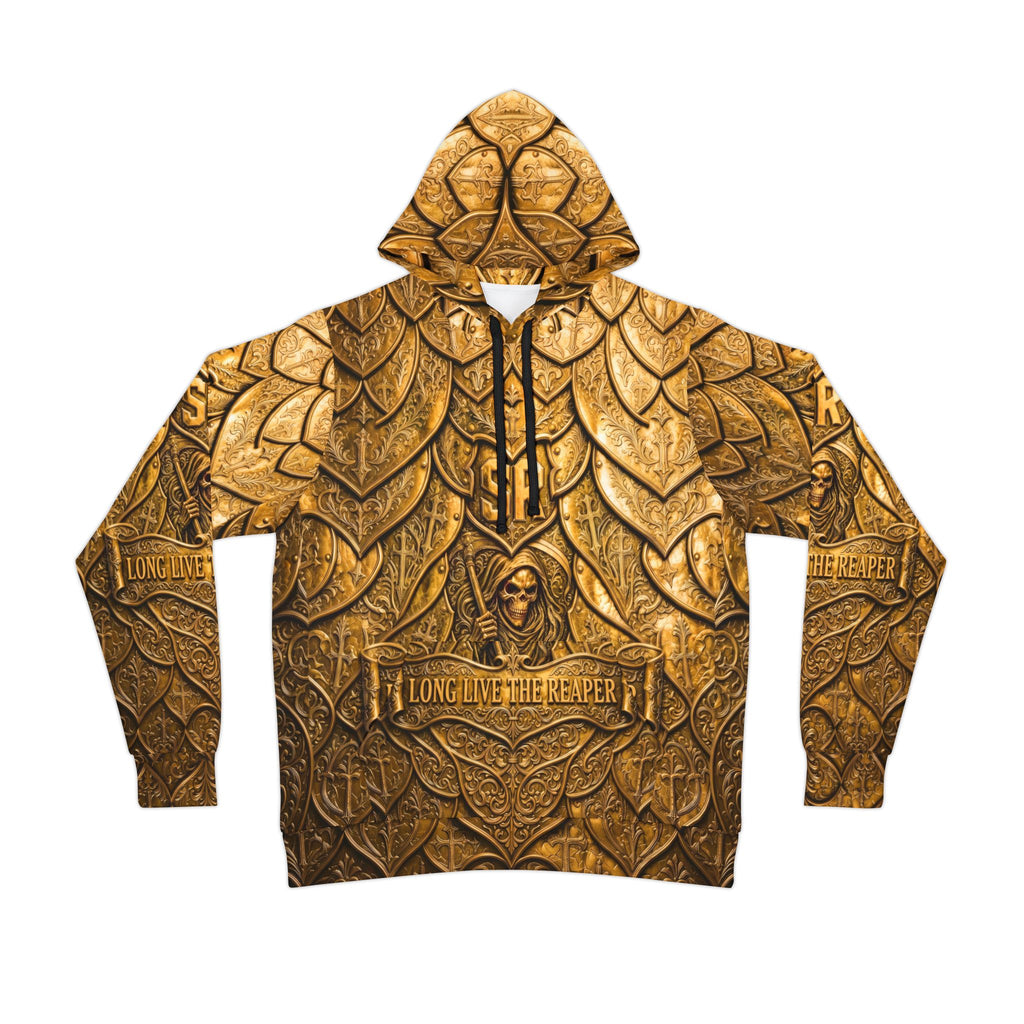 Long Live The Reaper Gold Athletic Hoodie — "Death Before Being Forgotten" Graphic