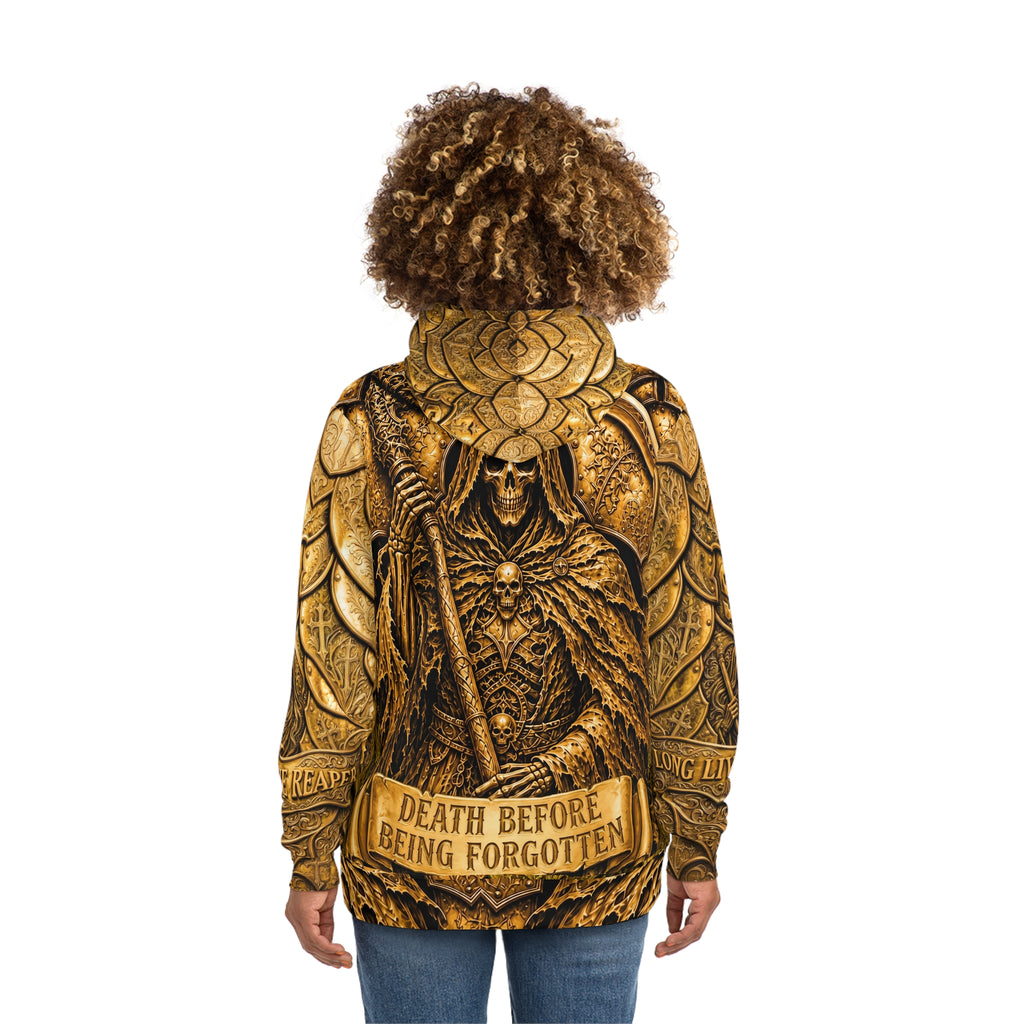Long Live The Reaper Armor Hoodie – 'Death Before Being Forgotten' Gothic All-Over Print