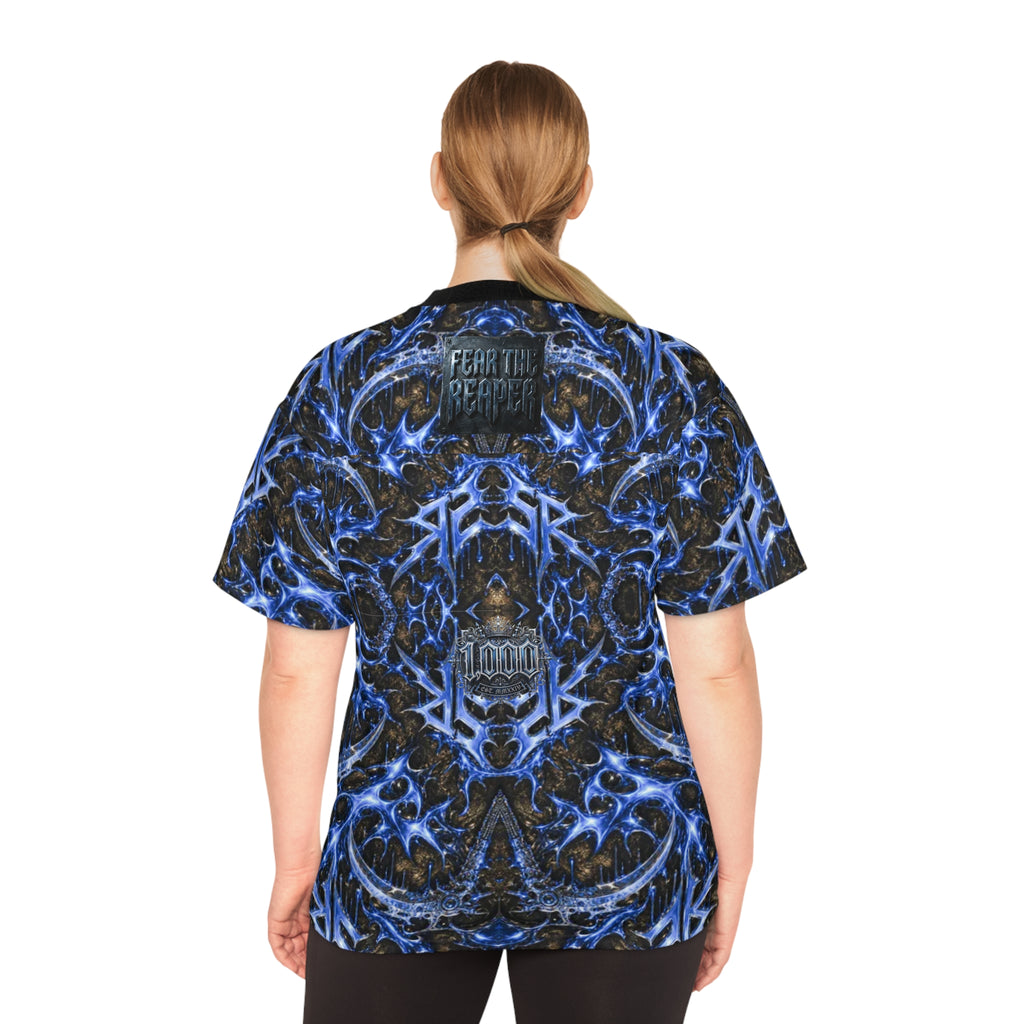 Fear The Reaper "No Good Deed Goes Unpunished" Football Jersey — Gothic All-Over Print