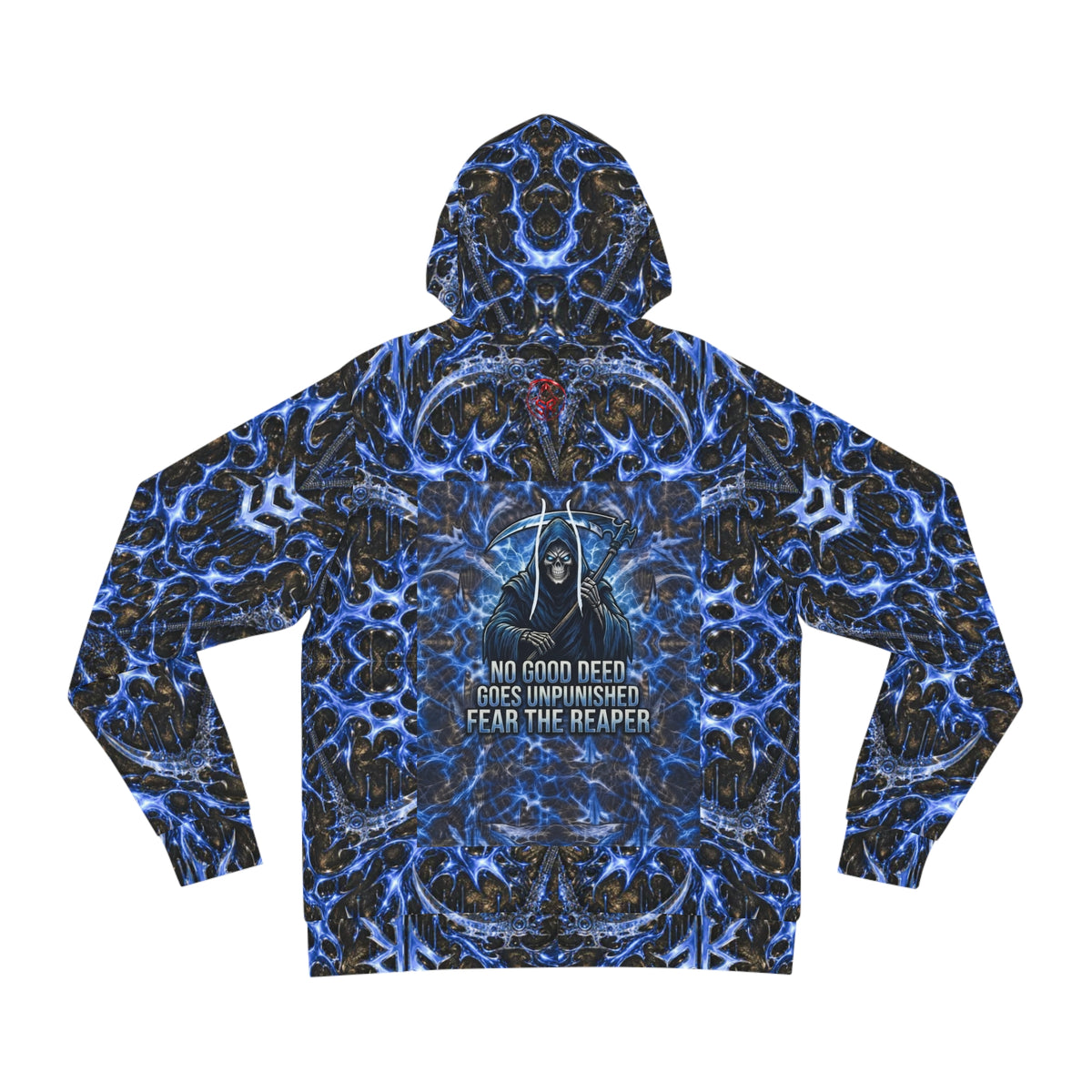 Reaper Graphic Hoodie — "Fear the Reaper, No Good Deed Goes Unpunished" All-Over Print