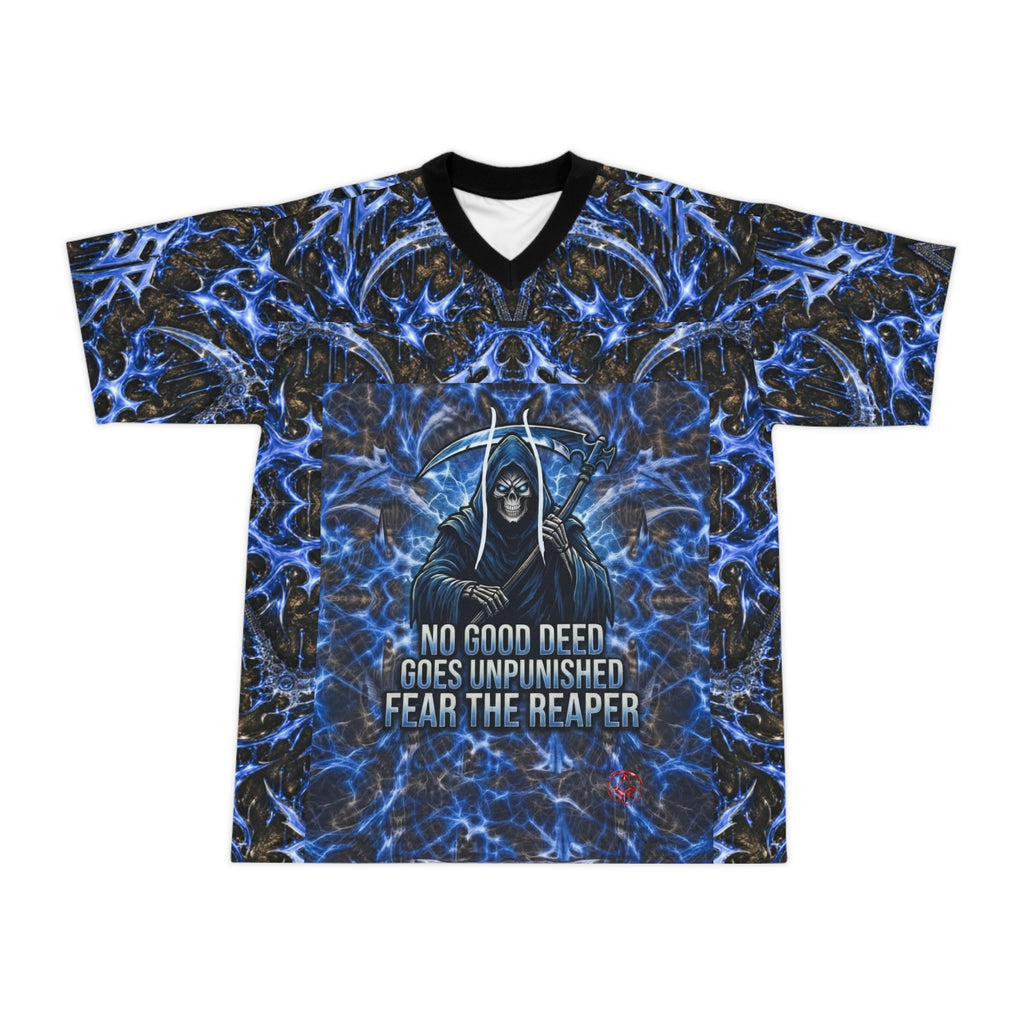 Fear The Reaper "No Good Deed Goes Unpunished" Football Jersey — Gothic All-Over Print